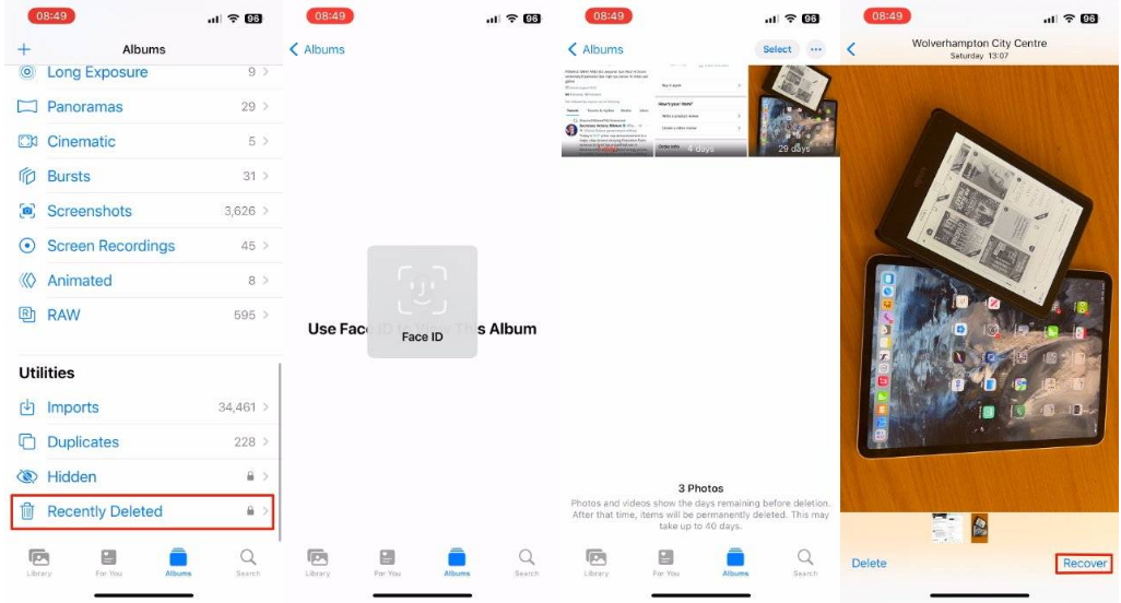 雁塔苹果14维修分享 iPhone14 上恢复已删除的照片 