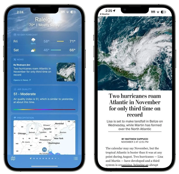 雁塔苹果14维修分享iPhone 14手机如何看天气时顺带看新闻 