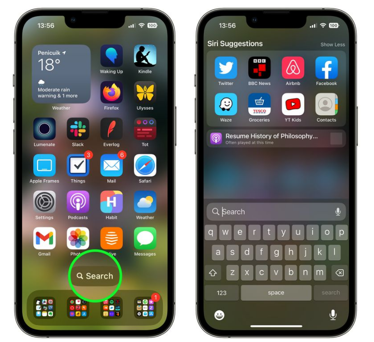 雁塔苹果手机维修分享升级到 iOS 16 后，如何删除主屏幕上的搜索按钮 